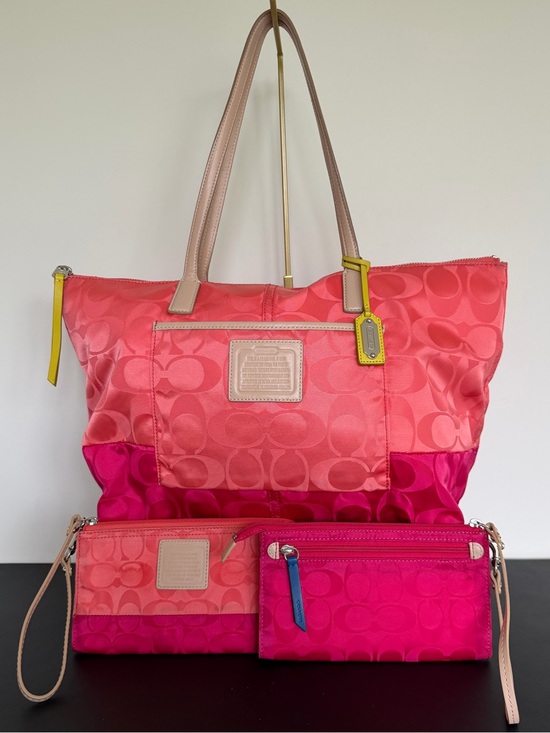 Coach Handbags - Coach Legacy Weekend Signature Colorblock Nylon East West Zip Top Tote 24865 3